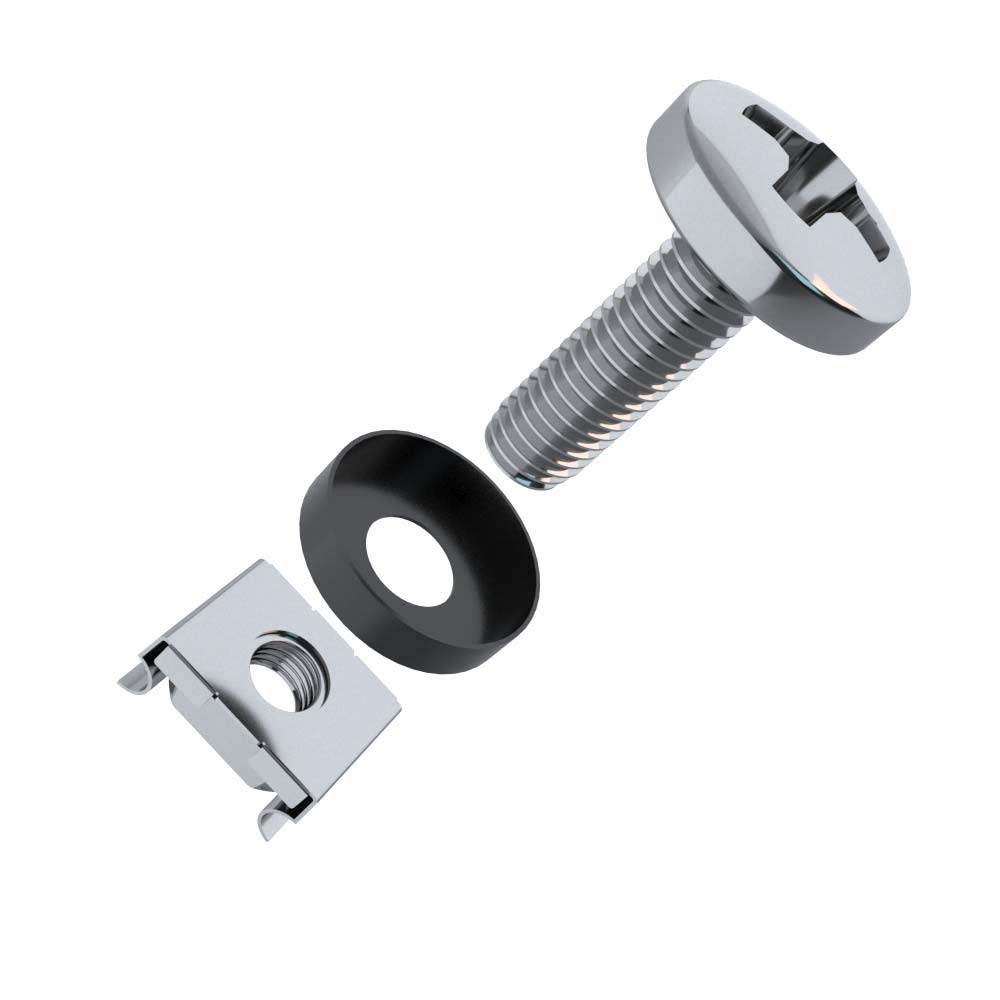 Cage Nuts and Rack Screw Kit M6 x 16mm Zinc Plated (50-Pack